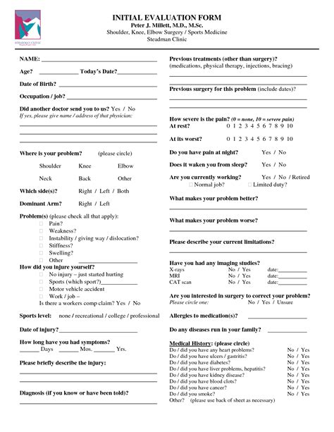 physical therapy vertigo evaluation template